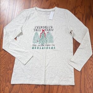 LOFT Evergreen Tree Farm Graphic Long Sleeve Tee